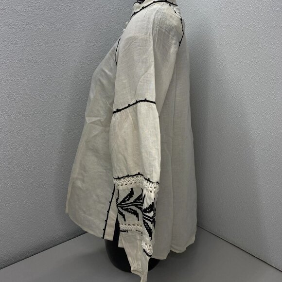 Scarlett Poppies Women’s Pallazzio Long Puff Sleeve Shirt Size XS Antique White - Picture 12 of 14